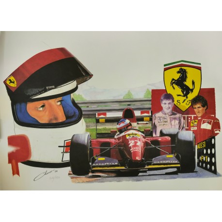 Lithographie FERRARI- Alain Prost / Jean Alesi  par Pierre Chanson